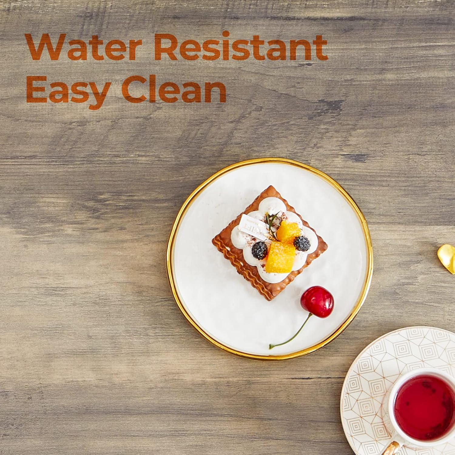 GreenForest Coffee Table for Living Room with Round Corners Farmhouse Style Center Table with Storage Shelf 39 Inch Space Saving Easy Assembly Gray Wash - Image 8